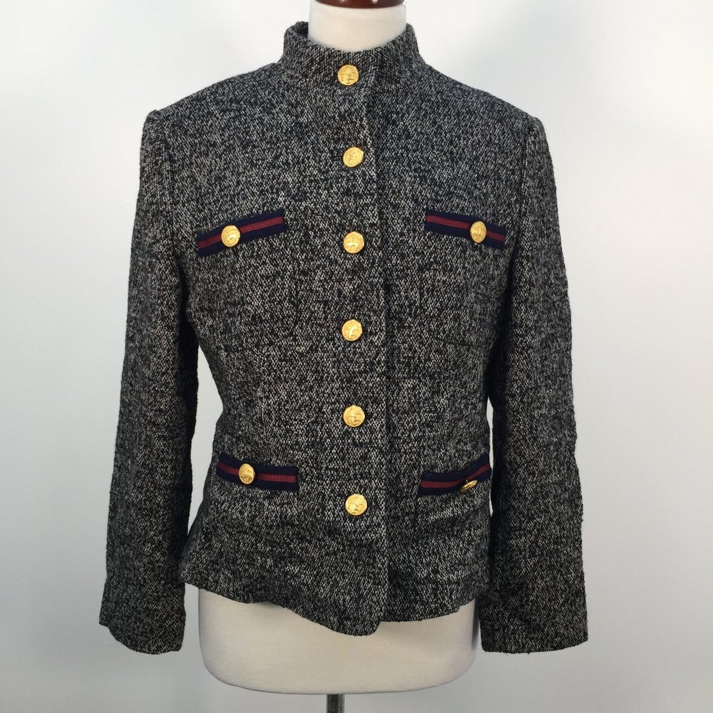 Brooks Brothers Navy Blue Wool Blend Twist Knit Blazer Cardigan